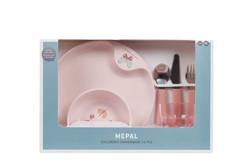 Bērnu trauku komplekts Flowers & Butterflies, Children dinnerware, 6 vienības, Little Dutch, LD108041065243