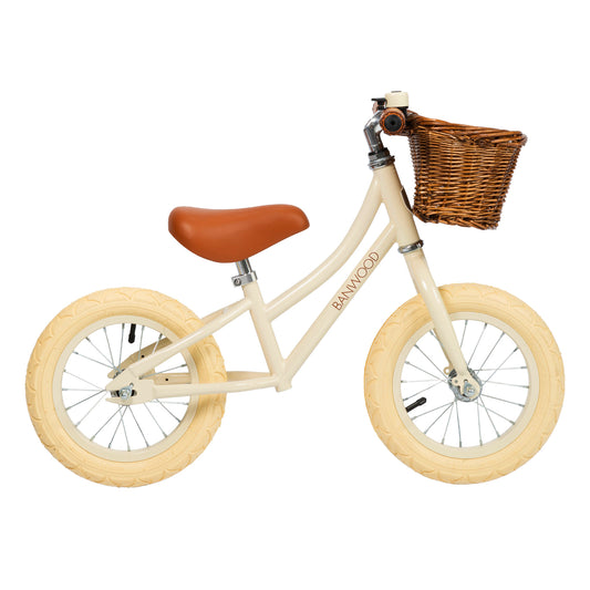 Bērnu skrejritenis ar grozu, Balance Bike First Go, Cream White, Banwood