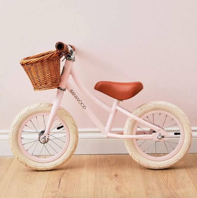 Bērnu skrejritenis ar grozu, Balance Bike First Go, Pale Pink, Banwood, BW-F1G-PPINK-FG