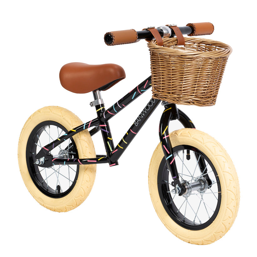 BW FG Banwood skrejritenis ar pītu groziņu First Go Balance bike, Marest Black, melns