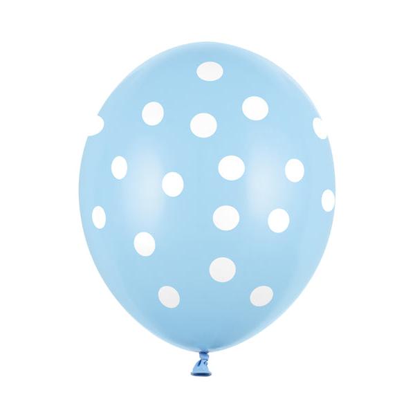 Hēlija balons - Pastel Baby Blue Balloon, Dots, 30cm, Hēlija baloni Liepājā, SB14P-223-011W
