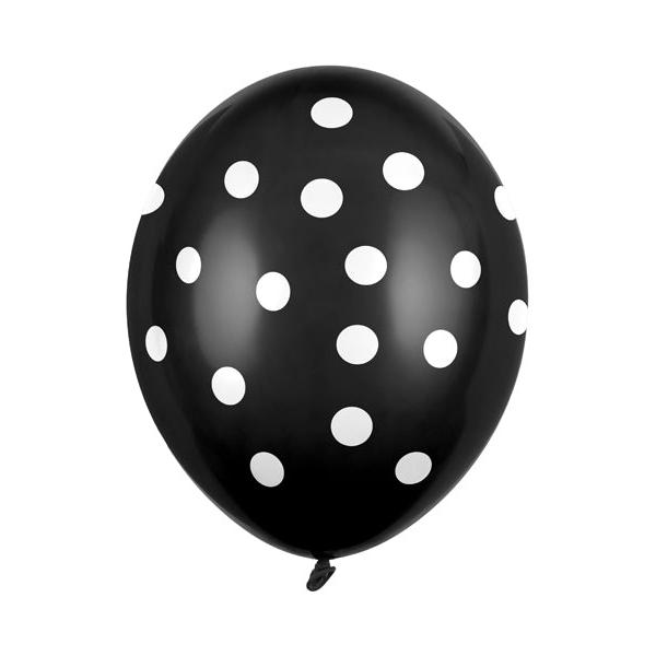 Hēlija balons - Pastel Black, Dots Balloon, 30cm, Hēlija baloni Liepājā, SB14P-223-010W