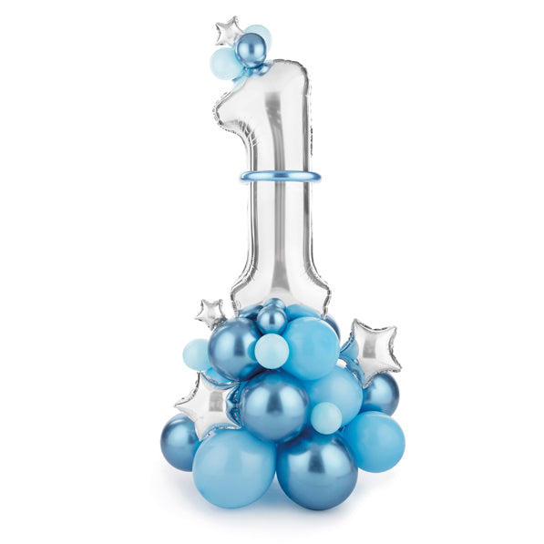 Balonu buķete ar ciparu 1, zila, stāvoša - nav nepieciešams hēlijs, GBN7-1-001