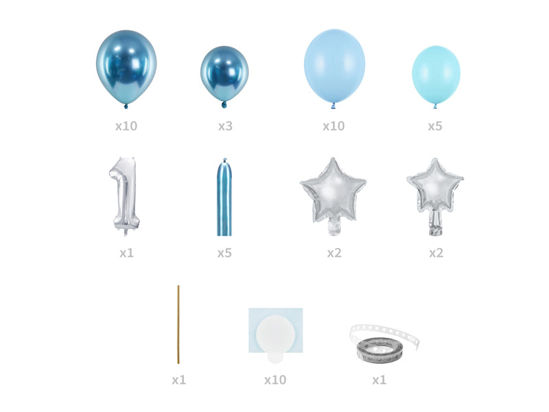 Balonu buķete ar ciparu 1, zila, stāvoša - nav nepieciešams hēlijs, GBN7-1-001