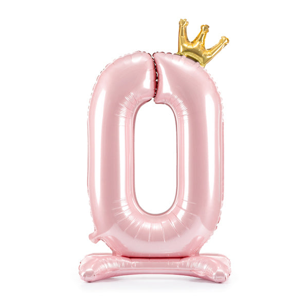 Liels balons cipars 0, rozā, brīvi stāvošs - nav nepieciešams hēlijs
