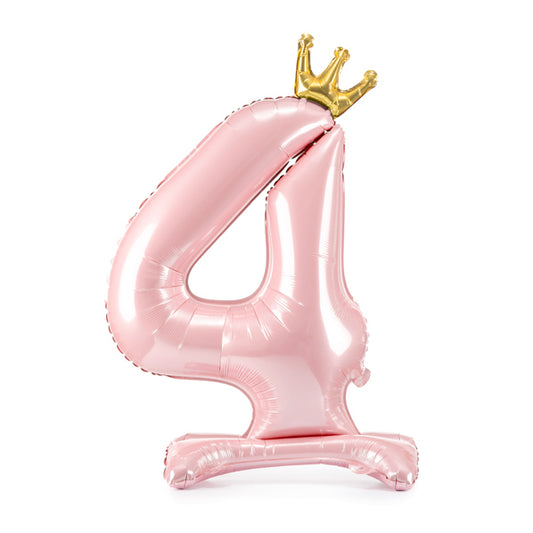 Liels balons cipars 4, rozā, brīvi stāvošs - nav nepieciešams hēlijs