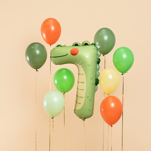 Liels balons cipars 7, dzīvnieks - krokodils, pildāms ar hēliju