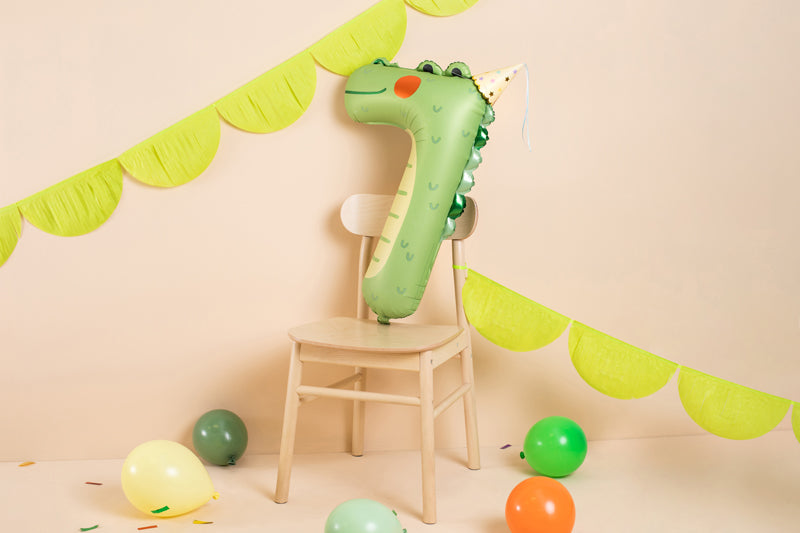 Liels balons cipars 7, dzīvnieks - krokodils, pildāms ar hēliju