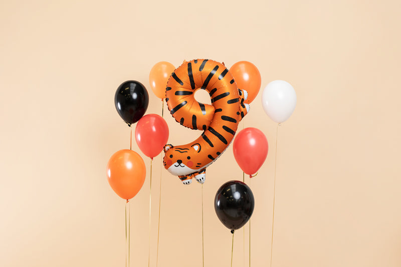 Liels balons cipars 9, dzīvnieks - tīģeris, pildāms ar hēliju
