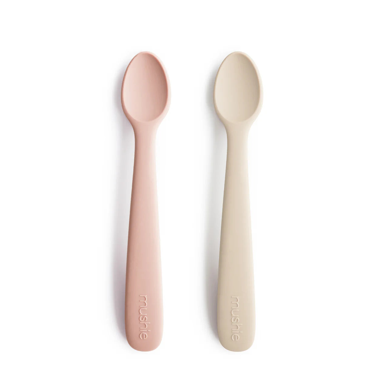 Bērnu silikona karotītes, Silicone Feeding Spoons, rozā, Mushie