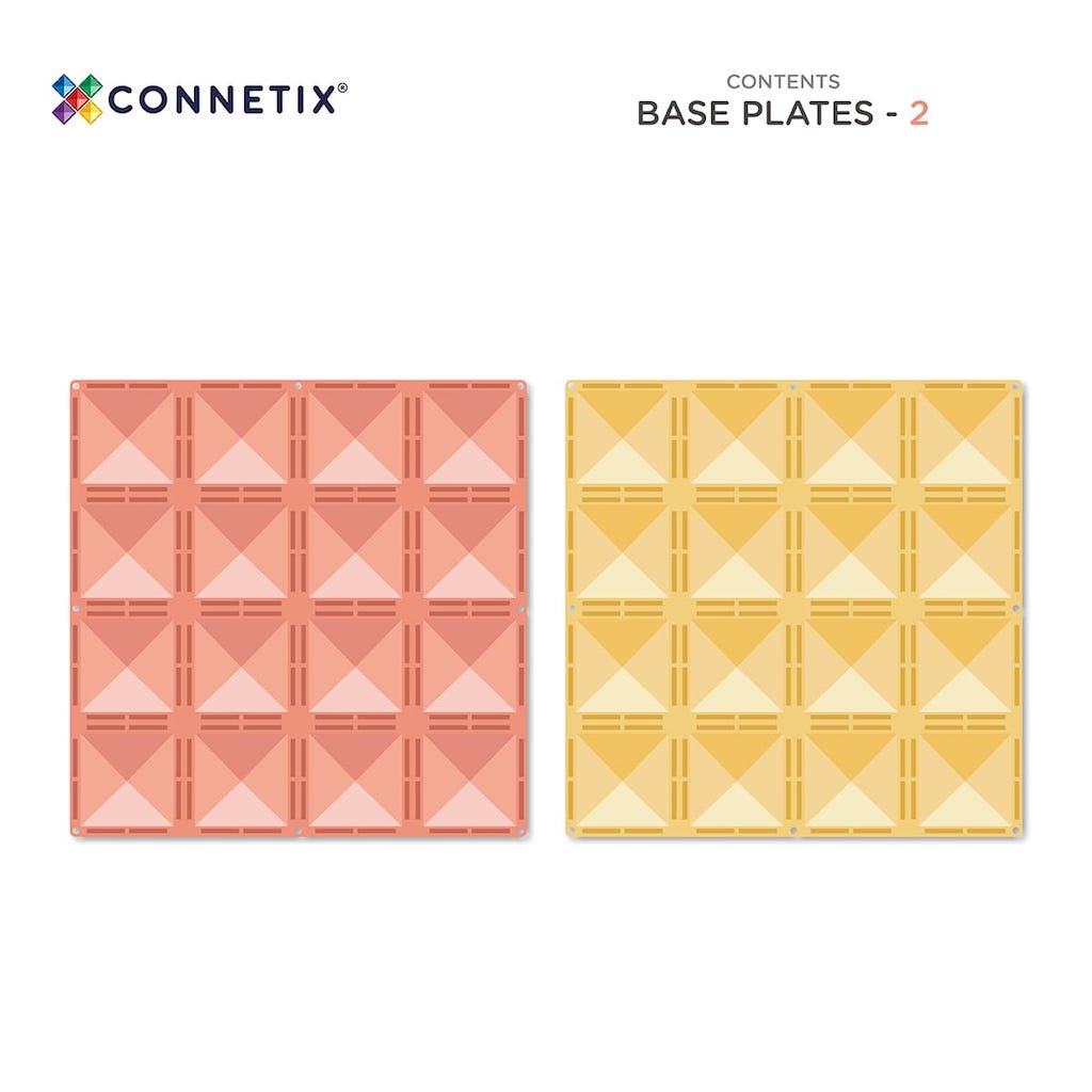 Magnētiskais konstruktors - pamatnes - Pastel Lemon & Peach Base Plates, 2 gab, CT-P-LP002-BP