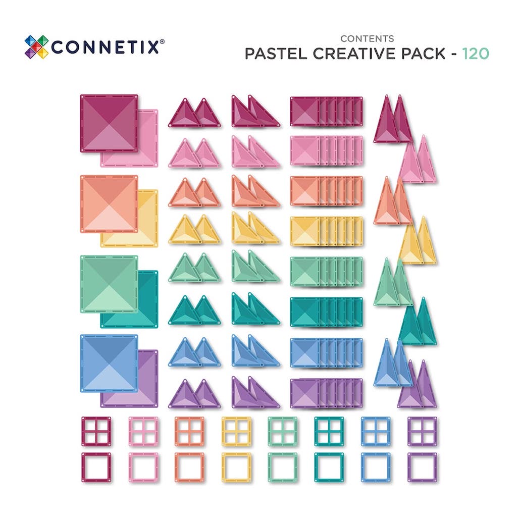 Magnētiskais konstruktors - Pastel Creative Pack, 120 gab, Connetix, 
CT-P-00120-CR