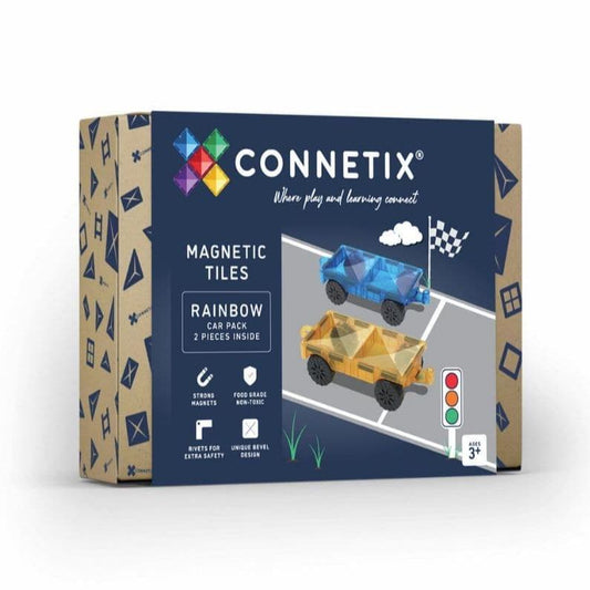 Magnētisko klucīšu auto pamatnes - Rainbow Car Pack, 2 gab, Connetix, CT-R-00002