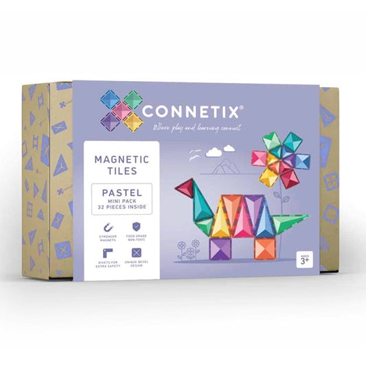 Magnētiskie klucīši, konstruktors - Mini Pack Pastel, 32 gab, Connetix Magnetic Tiles