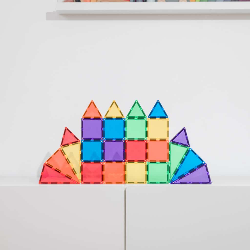 Magnētiskie klucīši, konstruktors - Mini Rainbow Pack, 24 gab, Connetix Magnetic Tiles