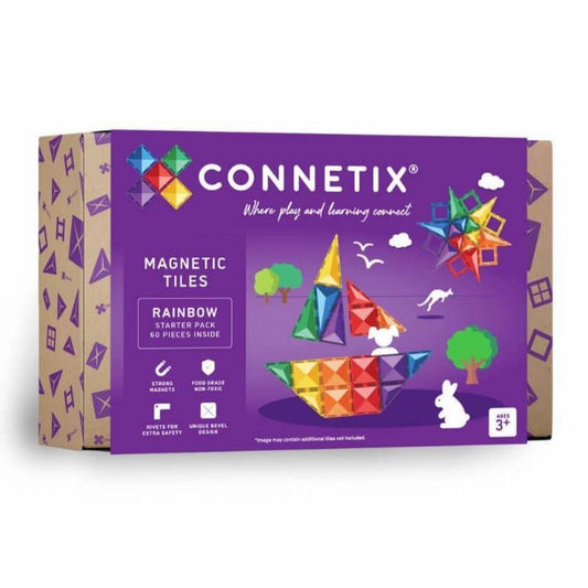 Magnētiskie klucīši, flīzītes, konstruktors - Rainbow Starter Pack flīzes, 60 gab, Connetix, CT-R-00060-ST