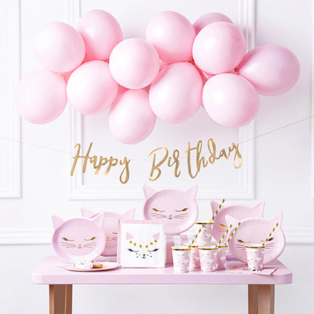 Dzimšanas dienas dekorāciju komplekts - Rozā kaķis, SET12