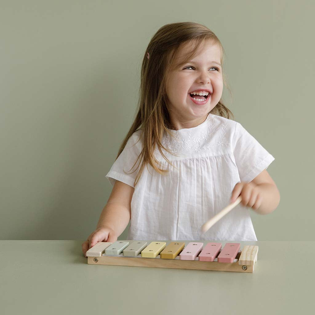 Koka ksilofons rozā, Little Dutch Wooden Xylophone, Pink, 7016