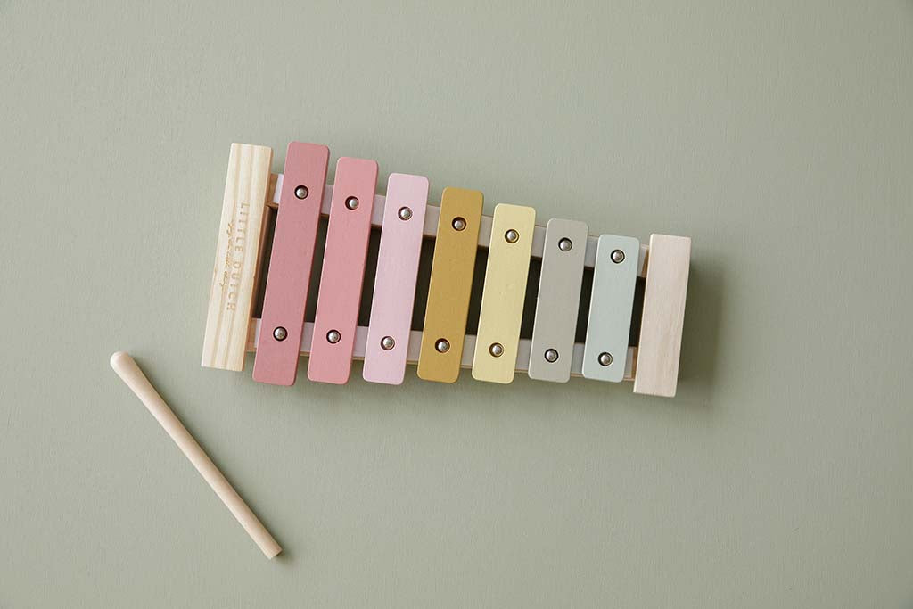 Koka ksilofons rozā, Little Dutch Wooden Xylophone, Pink, 7016