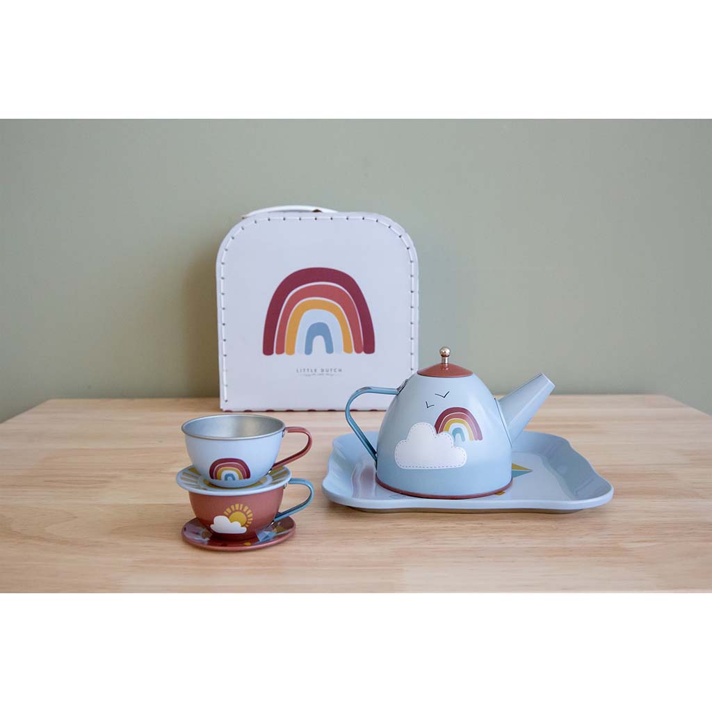 Tējas servīze koferītī, Tea set in basket Rainbow, Little Dutch, LD2005390