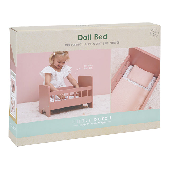 Leļļu koka gulta Flowers & Butterflies, Wooden Doll bed, Little Dutch, LD7097