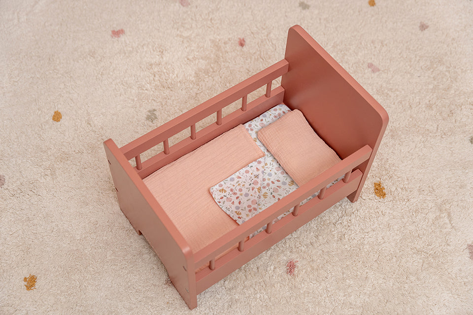 Leļļu koka gulta Flowers & Butterflies, Wooden Doll bed, Little Dutch, LD7097