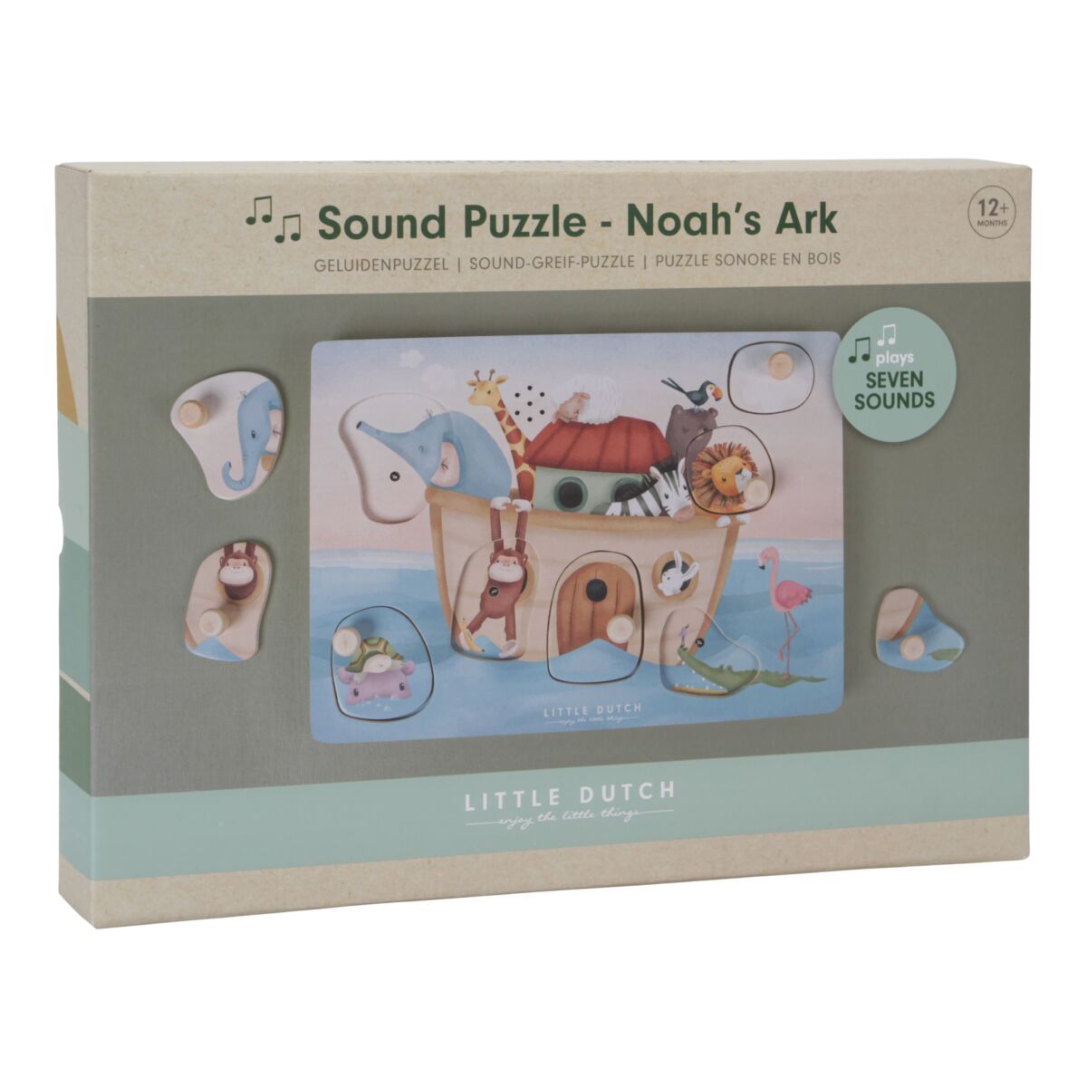 Skanošā koka puzle Noasa šķirsts, Sound Puzzle Noah's Ark, Little Dutch, LD7056