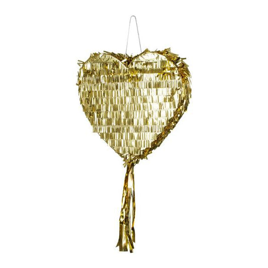 Pinjata zelta sirds, Pinata Love Heart, 36x32x10cm PINS1, Party Deco
