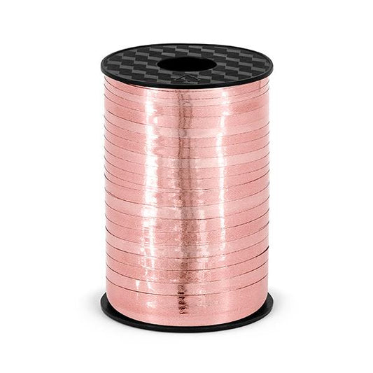 Rozā zelta lente baloniem - Plastic Ribbon,  PRM5-019R, rose gold,  5mm/225m
