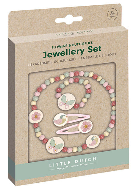 Iepakojums - Bērnu rotaslietu komplekts, koka, Little Dutch, Flowers Butterflies, Jewellery Set-121027