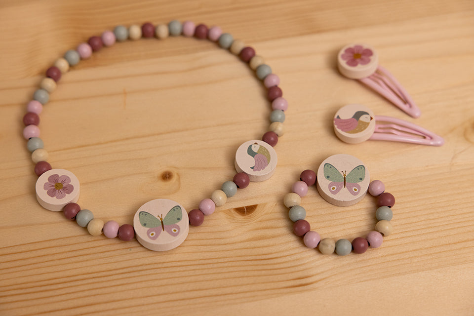 Bērnu rotaslietu komplekts, koka, Little Dutch, Flowers Butterflies, Jewellery Set-121027