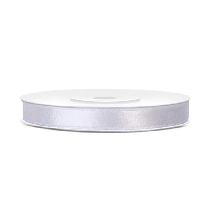 Balta satīna lente - Satin Ribbon, 
TS6-008, White, 6mm/25cm