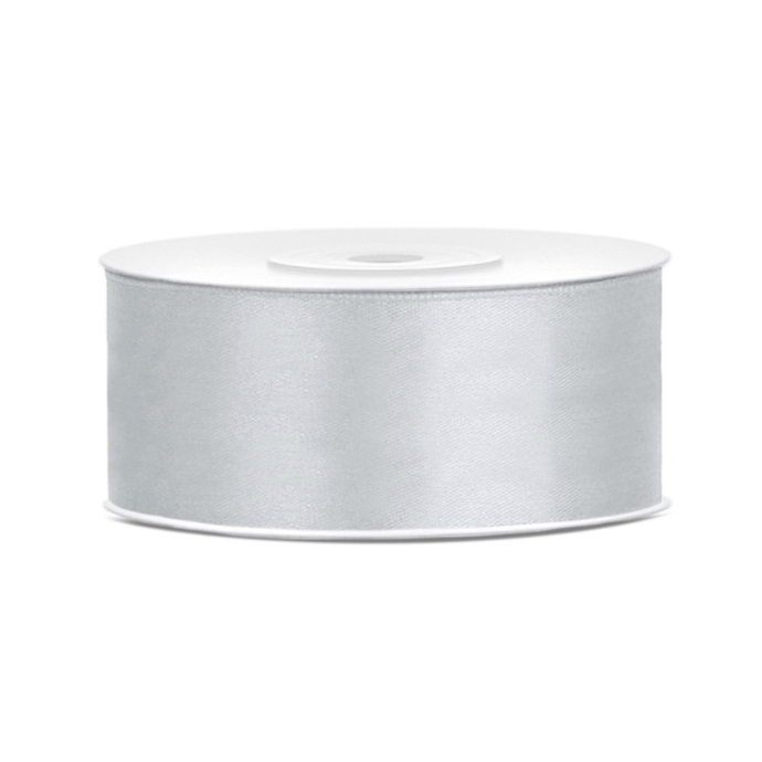 Sudraba satīna lente - Satin Ribbon, 
TS25-018, Silver, 25mm/25m