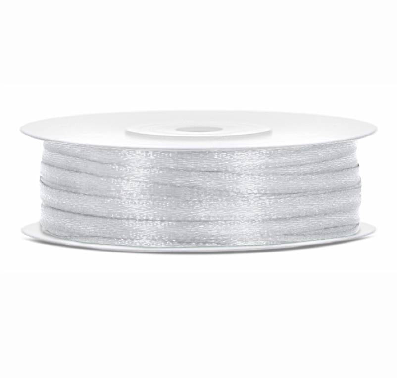 Sudraba satīna lente - Satin Ribbon, 
TS3-018, silver, 3mm/25m