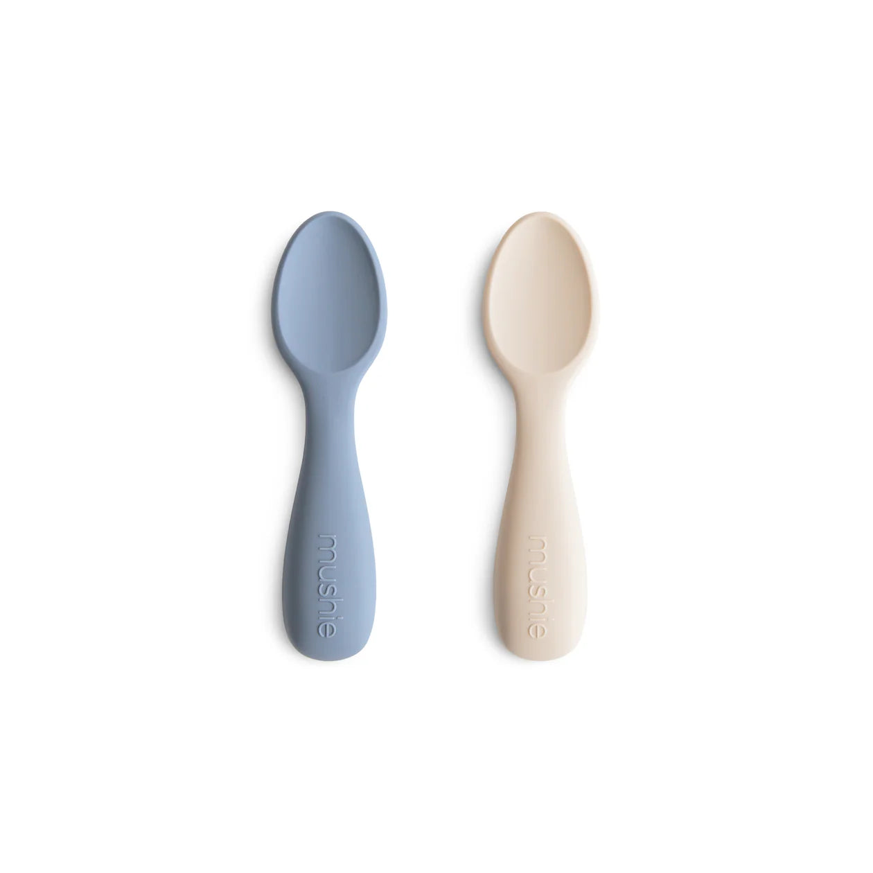 Mazuļa silikona karotītes, Silicone Toddler Spoons Tradewinds/Shifting Sand, zils, Mushie