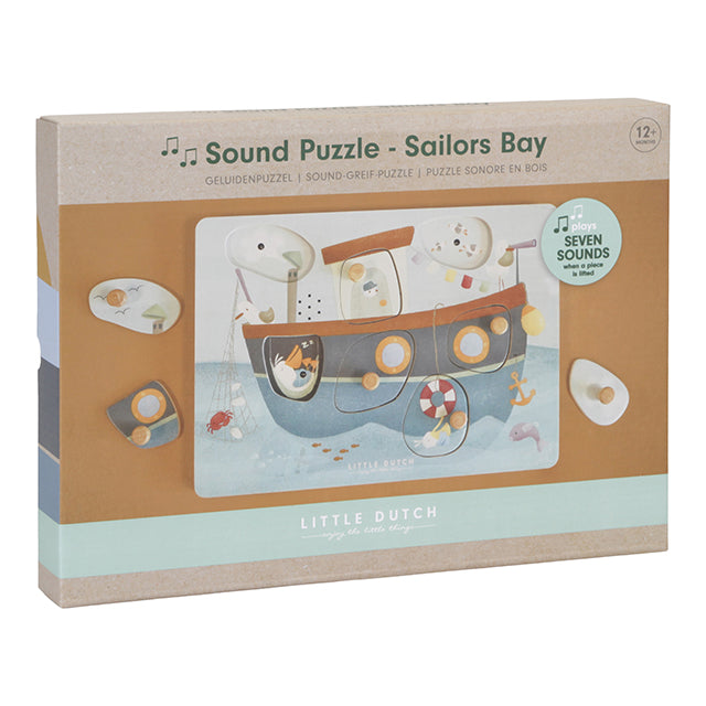 Skanošā koka puzle Sailors Bay, Sound Puzzle, Little Dutch, LD4762