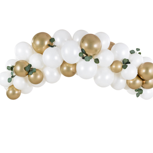 Balonu virtene Balts un zelts - Balloon garland White and gold