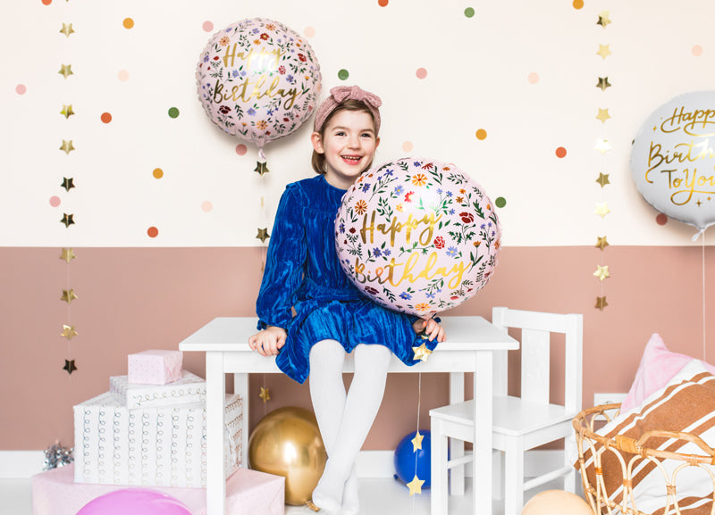 Folija balons Happy Birthday- pildāms ar  hēliju, 45cm, FB48
