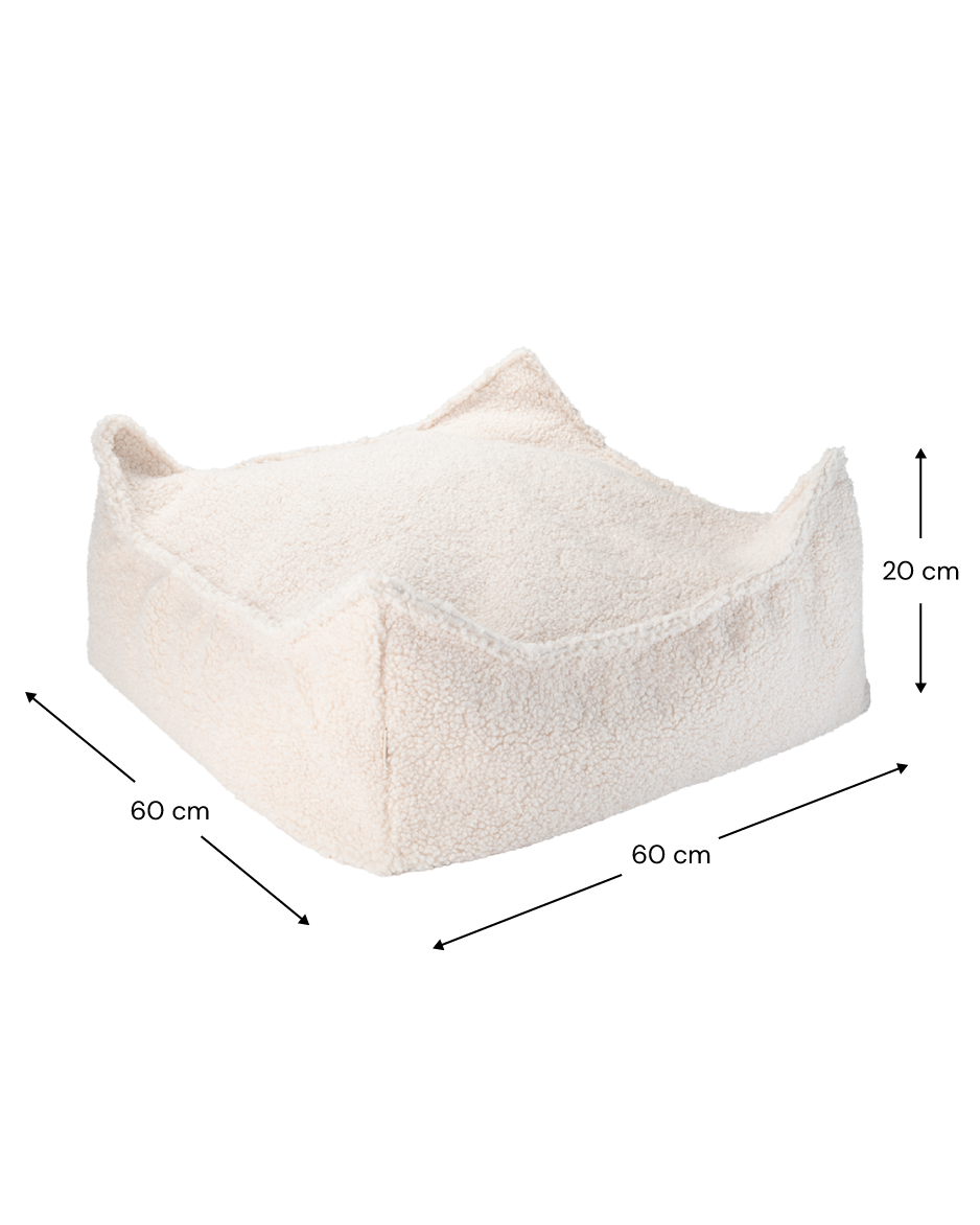 Otomāns Cream White Square Ottoman, Wigiwama